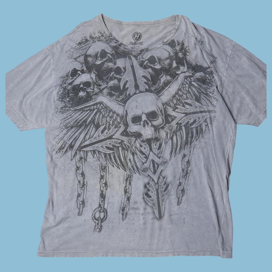 Vintage Y2K Skull Wings Graphic T-Shirt - 2XL