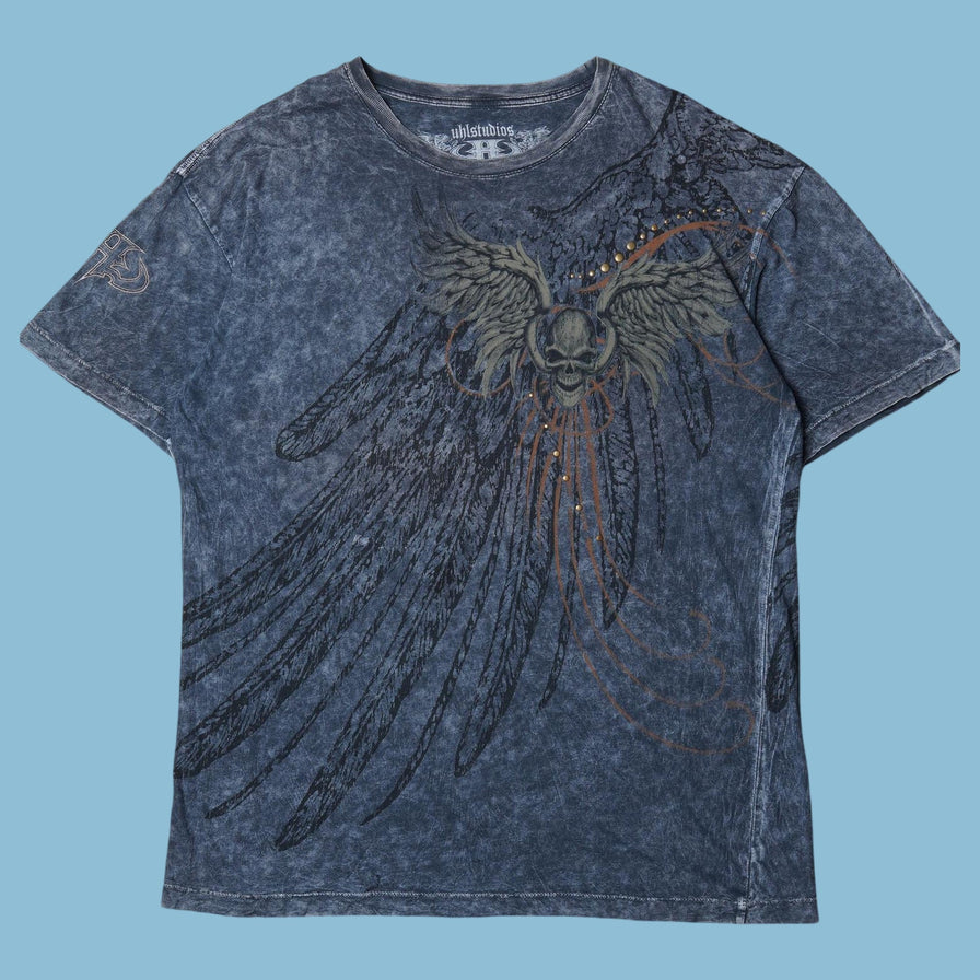 Vintage Y2K Skull Wings Graphic T-Shirt - 2XL