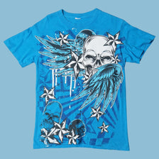Vintage Y2K Skull Wings Graphic T-Shirt - S