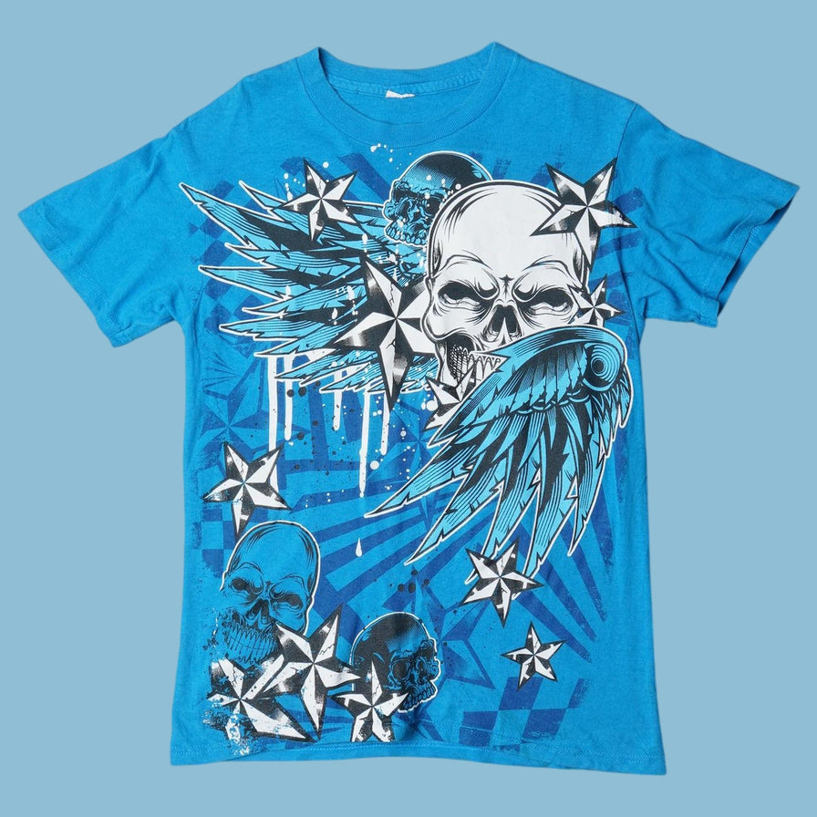 Vintage Y2K Skull Wings Graphic T-Shirt - S