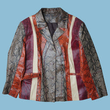 Vintage Y2K Snakeskin Patchwork Lederjacke - XL