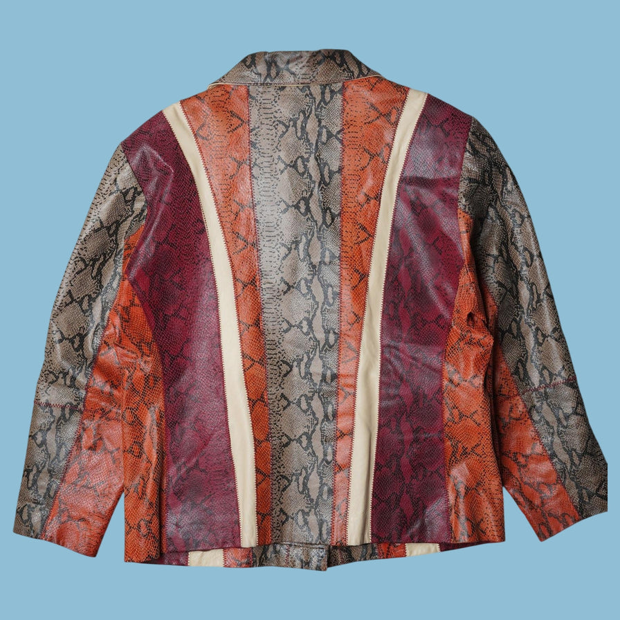 Vintage Y2K Snakeskin Patchwork Lederjacke - XL
