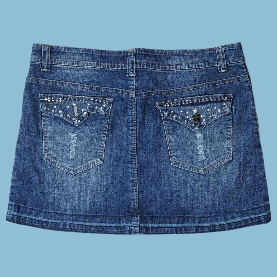Vintage Bebe Y2K Strass Jeansrock - M