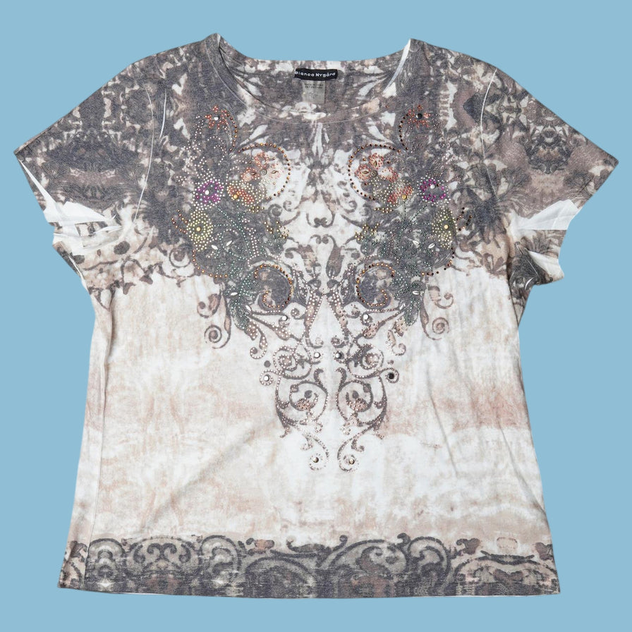 Vintage Y2K Strass Ornament T-Shirt - XL