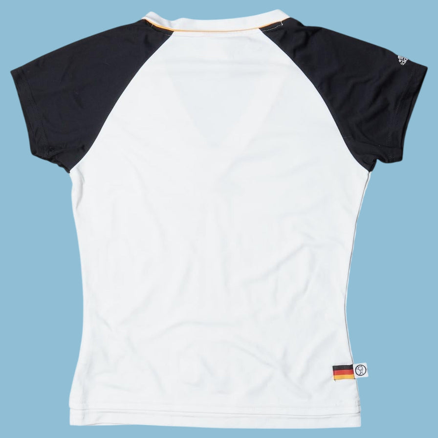 Vintage Adidas Stripes V-Neck T-Shirt - S