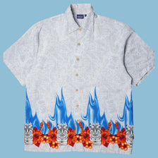 Vintage Y2K Tiki Flames Hemd - L
