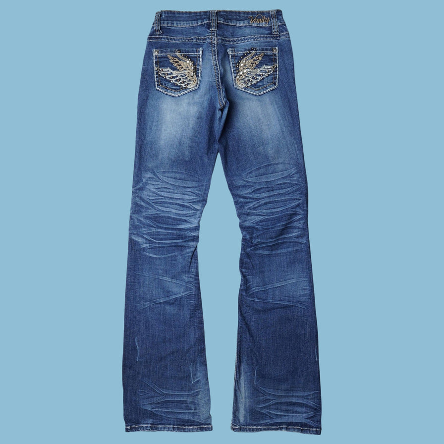 Vintage Y2K Vanity Wing Embroidered Jeans - M