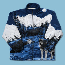Vintage Wolves Fleece Jacket XLarge