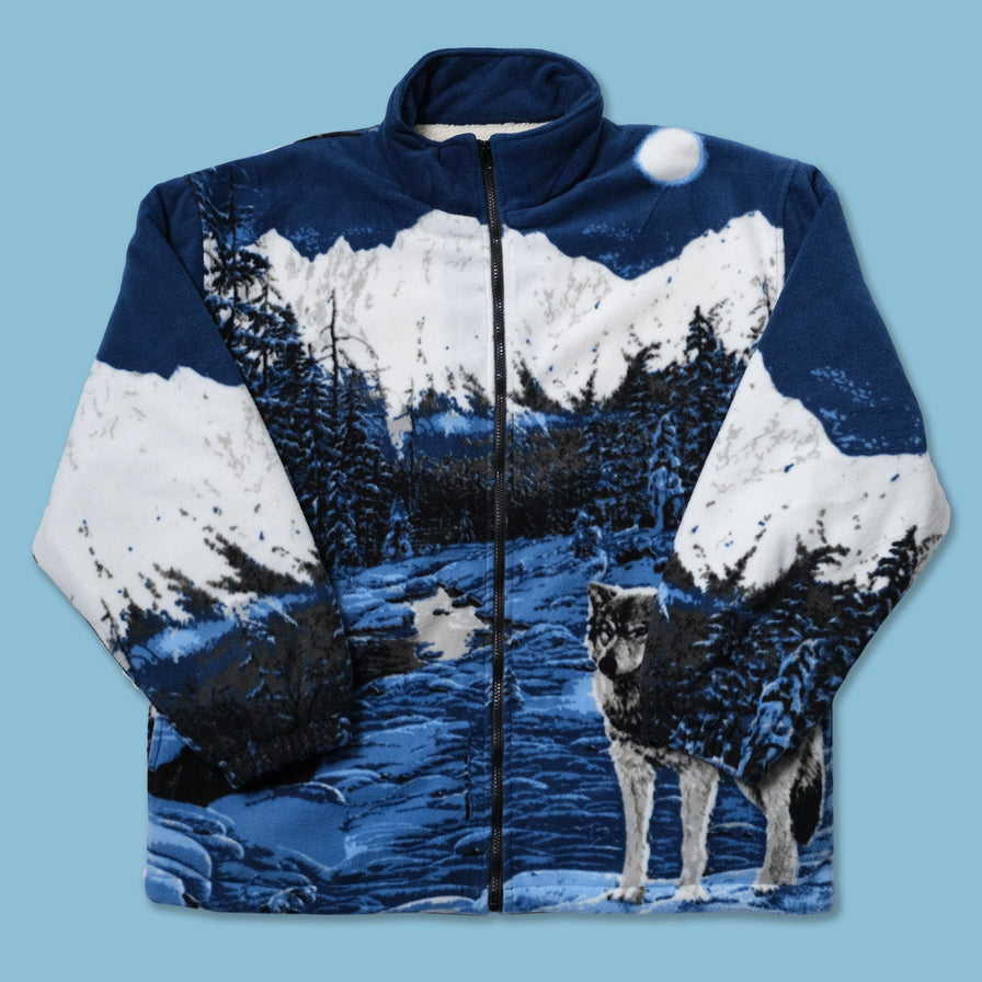 Vintage Wolves Fleece Jacket XLarge