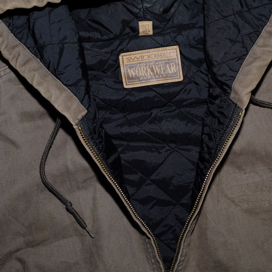 Vintage Hooded Workwear Jacket Large - Double Double Vintage