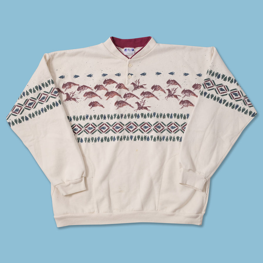 Vintage Patterned Sweater XLarge 