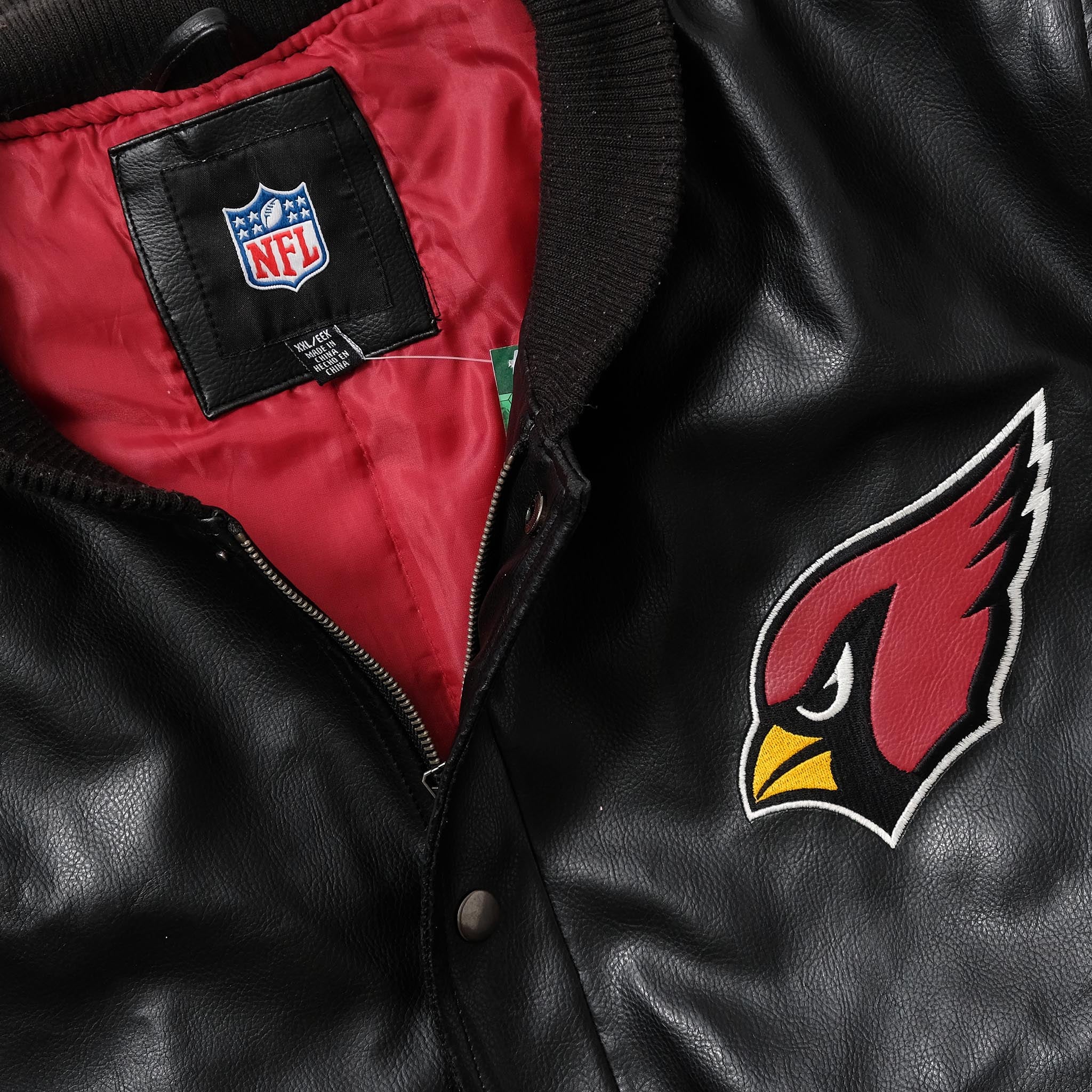 Bundesliga Arizona Cardinals Logo Brown Black Leather Jacket - Freedomdesign