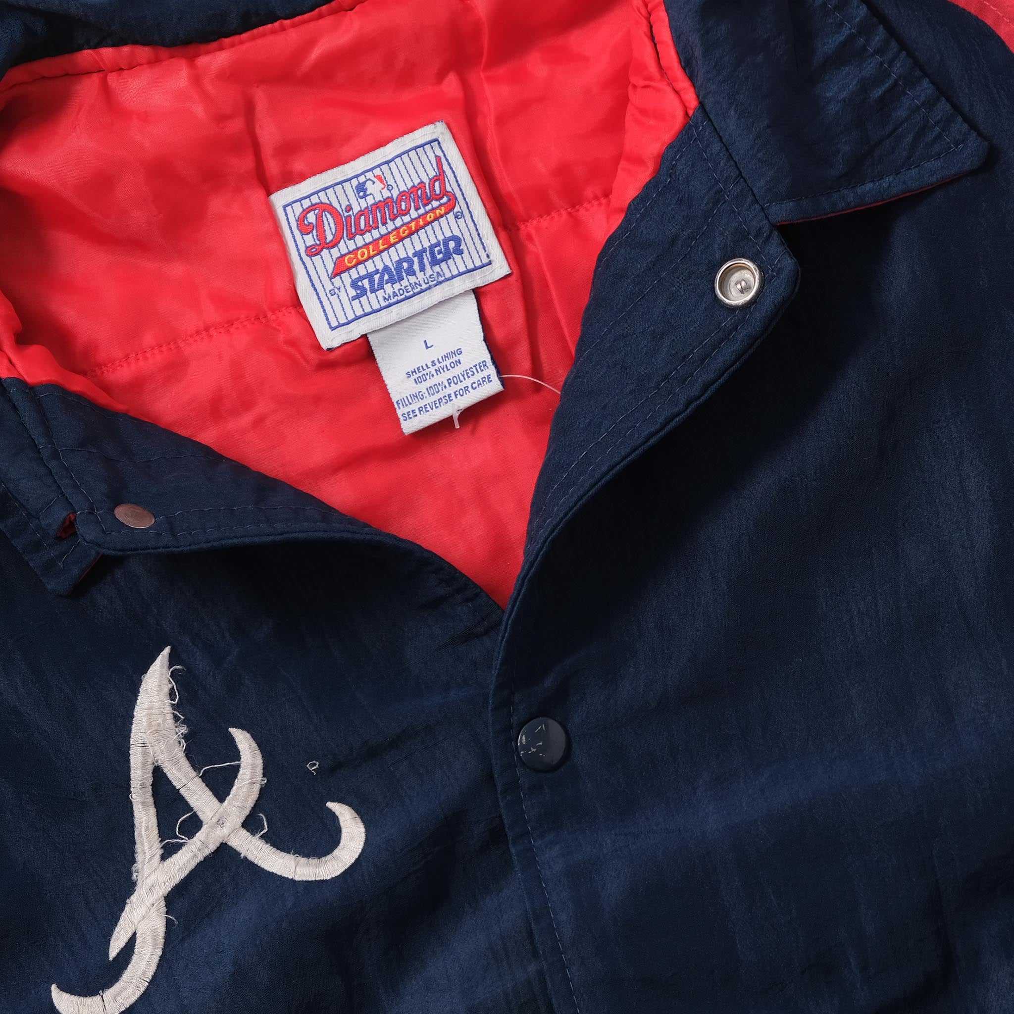 Vintage 90s ATLANTA BRAVES Jacket - Diamond Collection by STARTER - Size L  LARGE