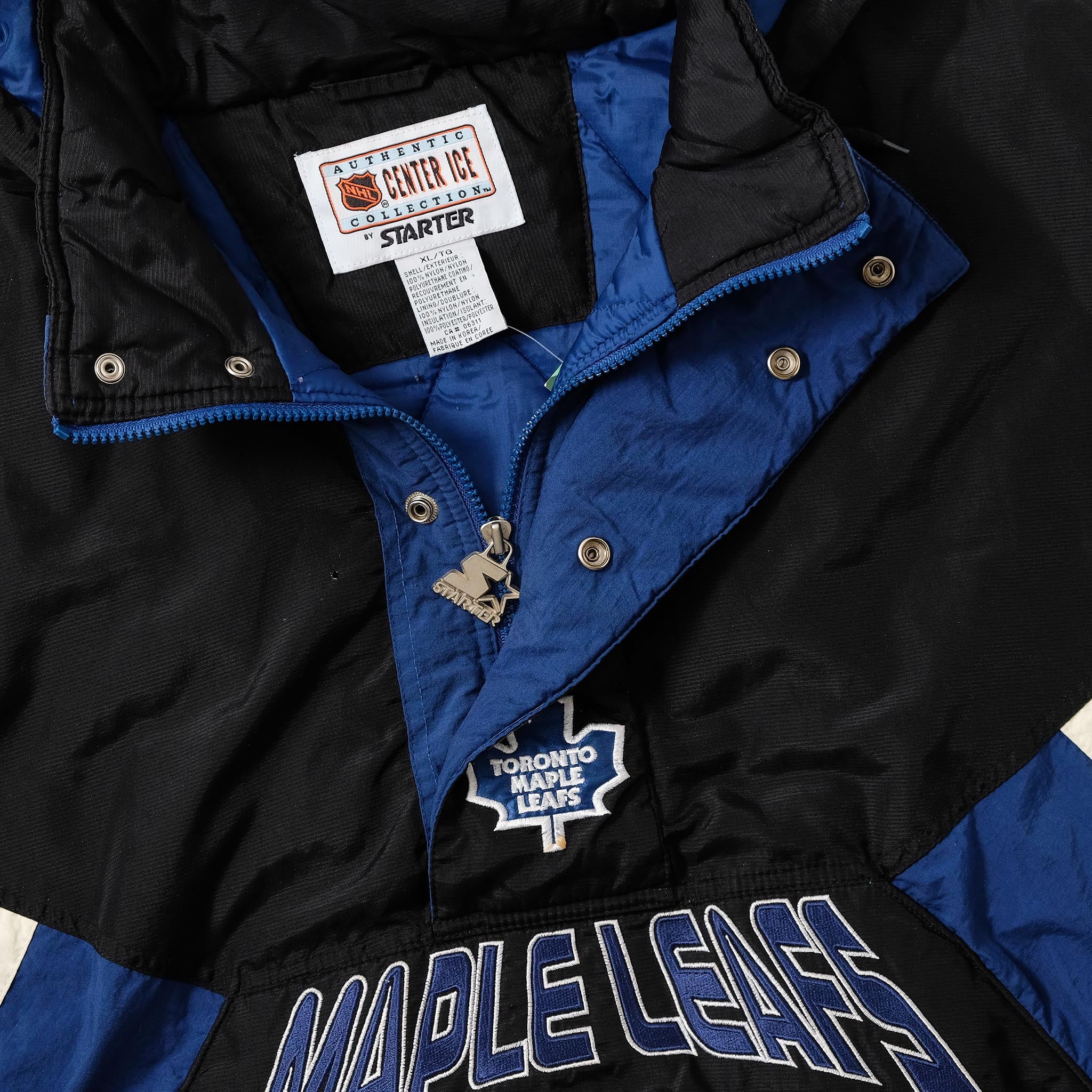 Vintage Toronto Maple Leafs Starter Leather Bomber Jacket Size 