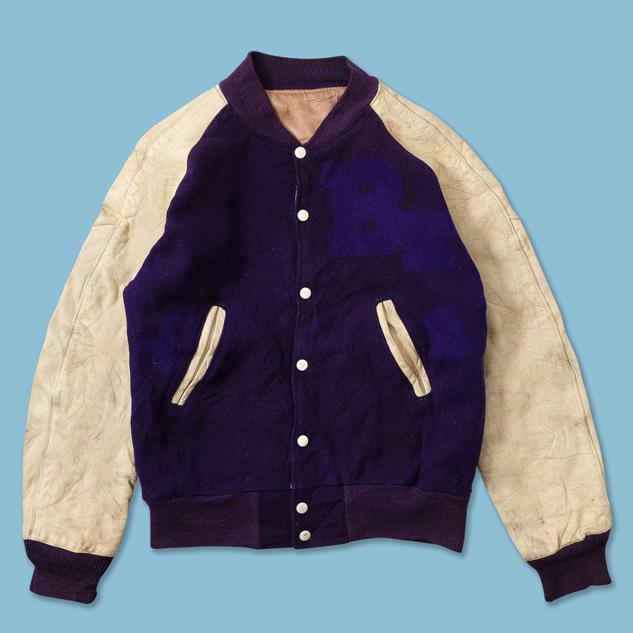 Women's Wool Leather Varsity Jacket Medium 