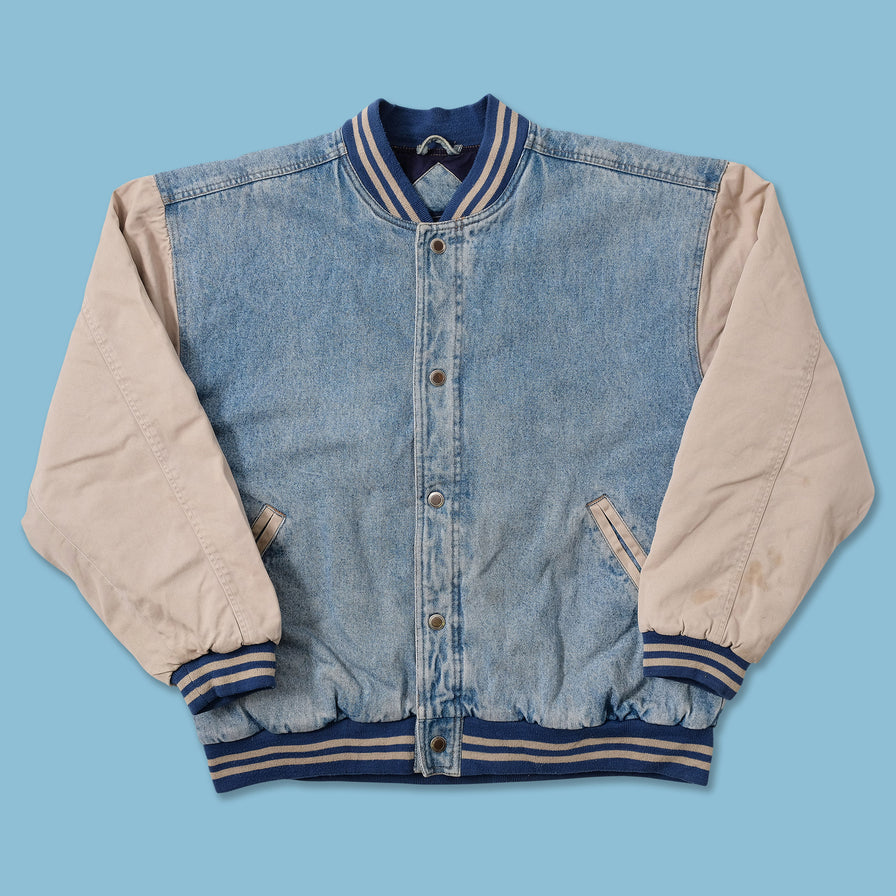 Vintage Denim Varsity Jacket Medium 