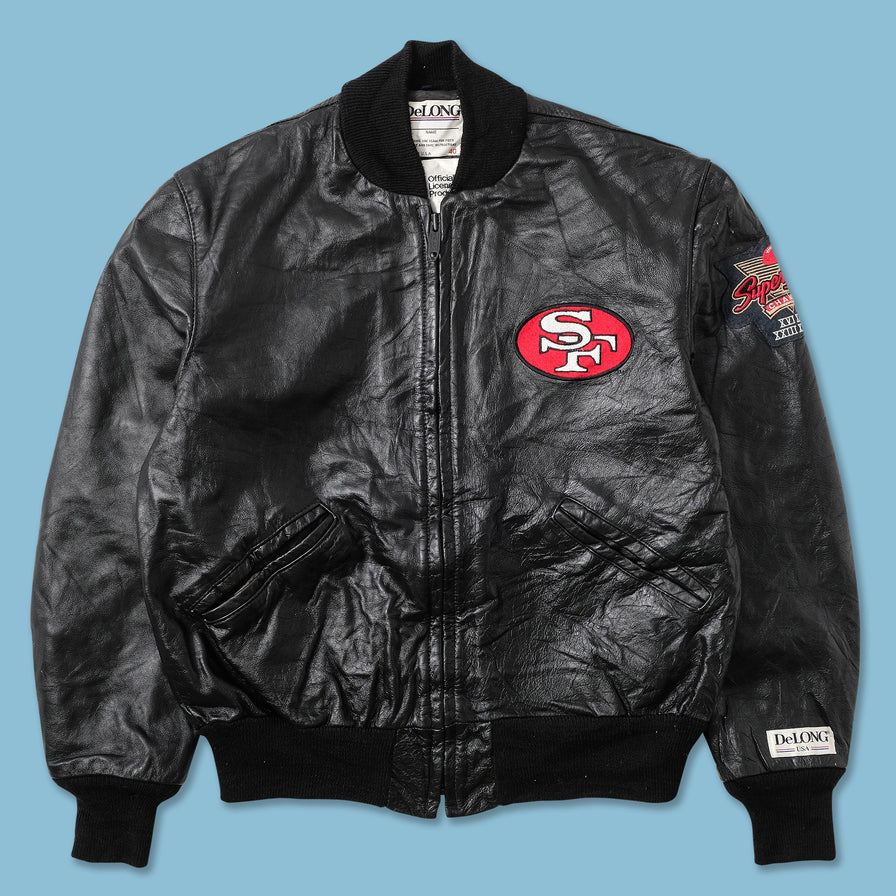 VTG '90S S.F. 49ERS LEATHER/SATIN JACKET