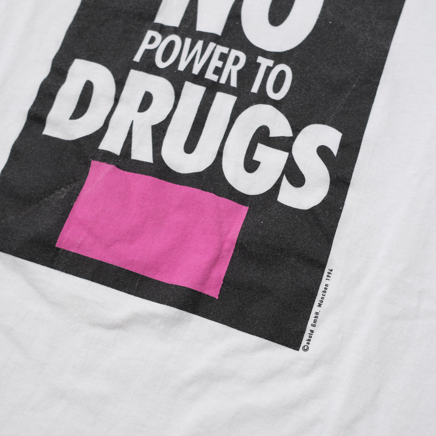 Vintage 1994 No Power To Drugs T-Shirt Medium - Double Double Vintage
