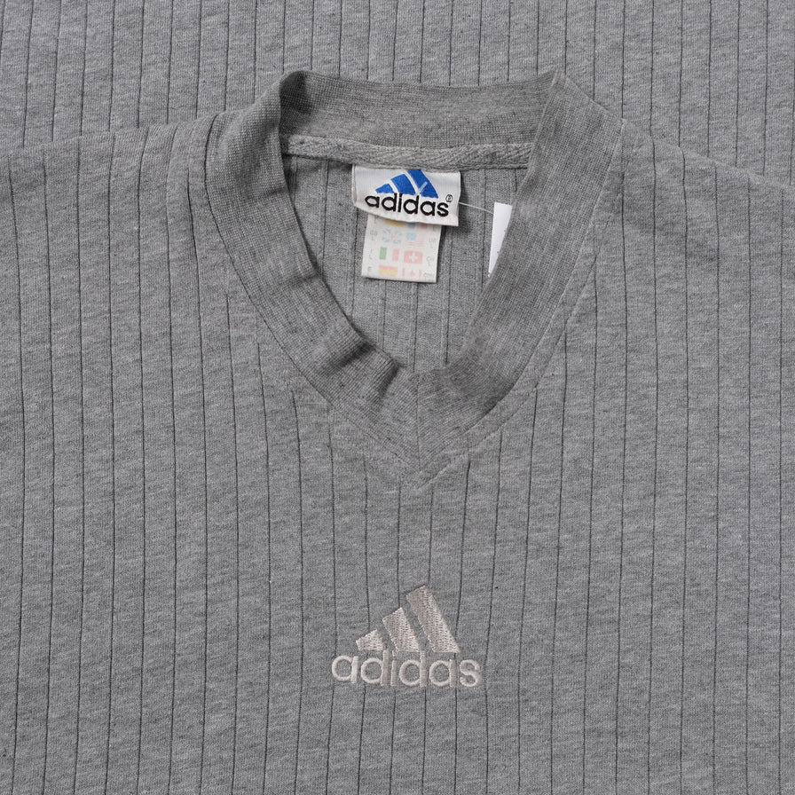 Vintage adidas V-Neck T-Shirt Large - Double Double Vintage