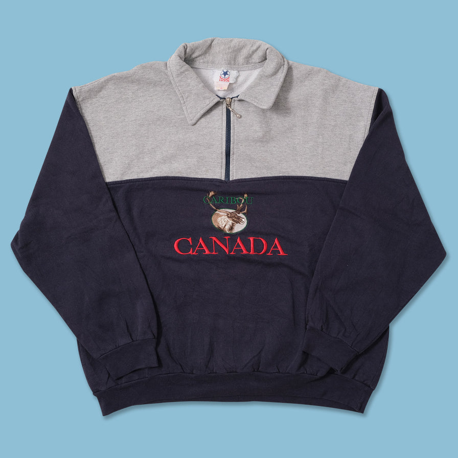 Vintage Caribou Canada Q-Zip Sweater XLarge 
