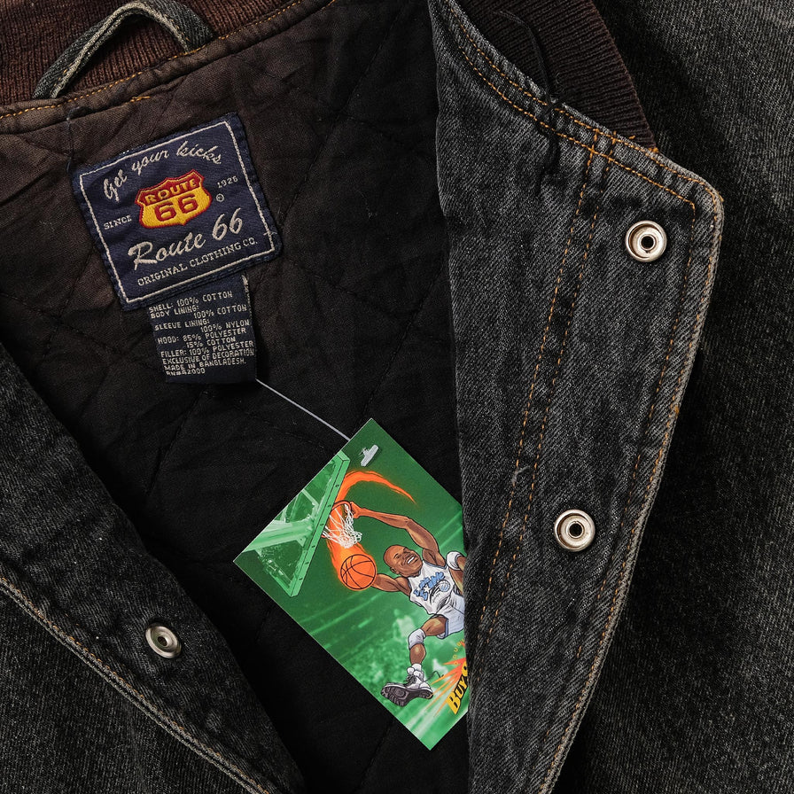 Vintage Route 66 Denim Varsity Jacket Small 