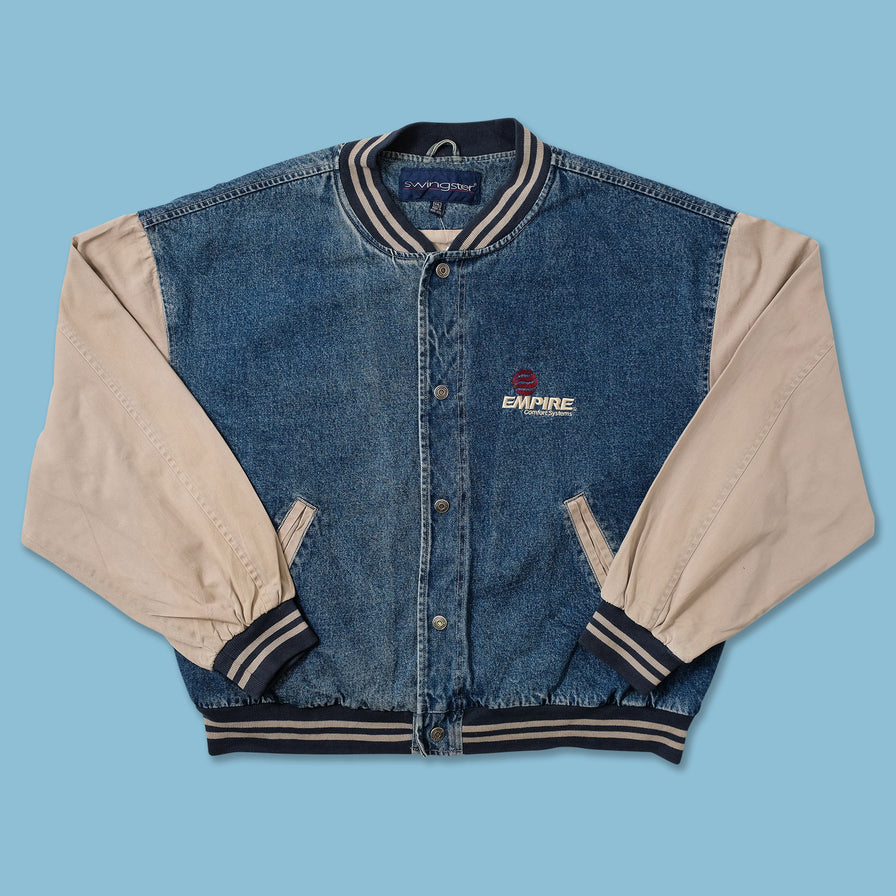 Vintage Denim Varsity Jacket XXL 