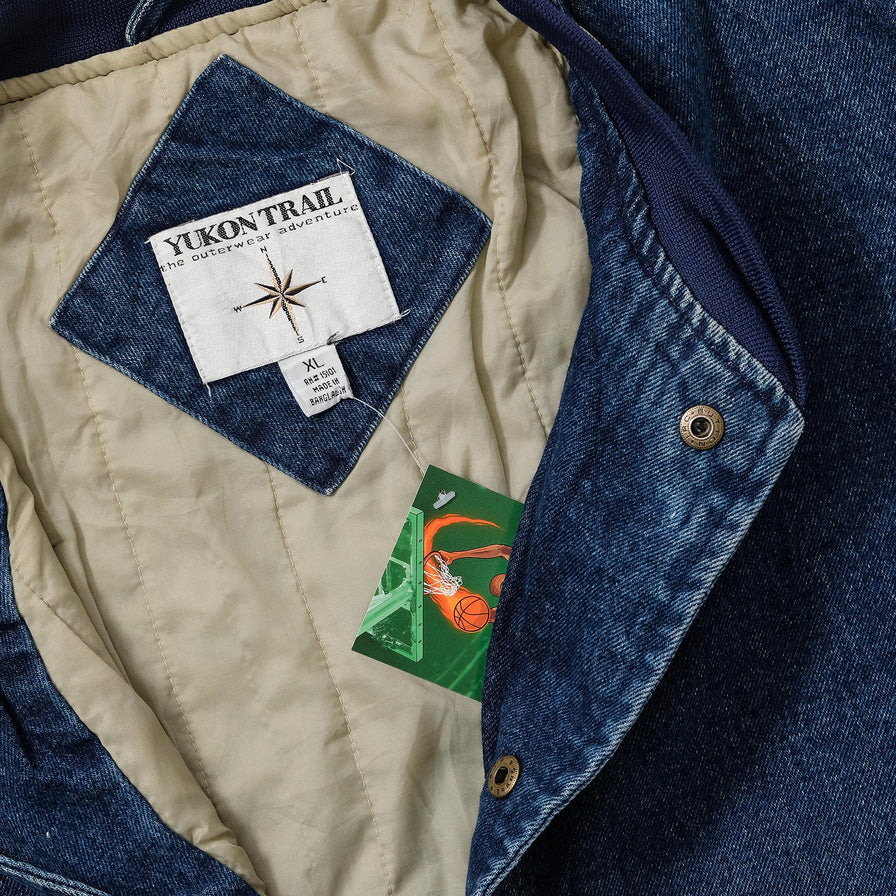 Vintage Denim Varsity Jacket Large 