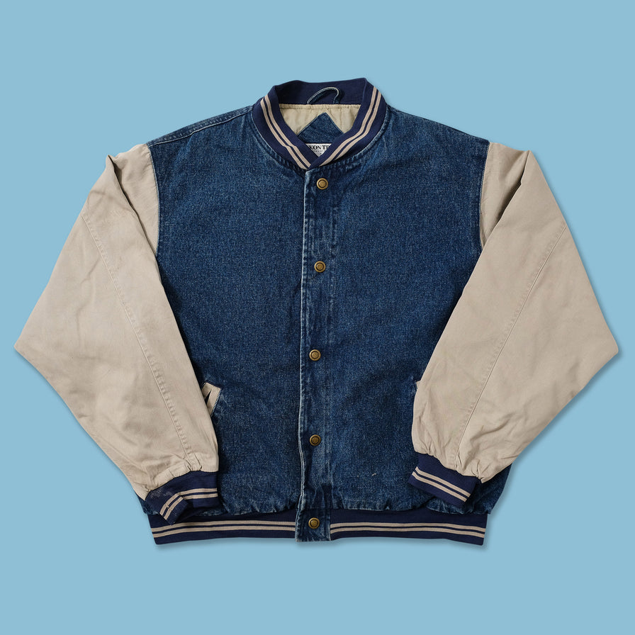 Vintage Denim Varsity Jacket Large 