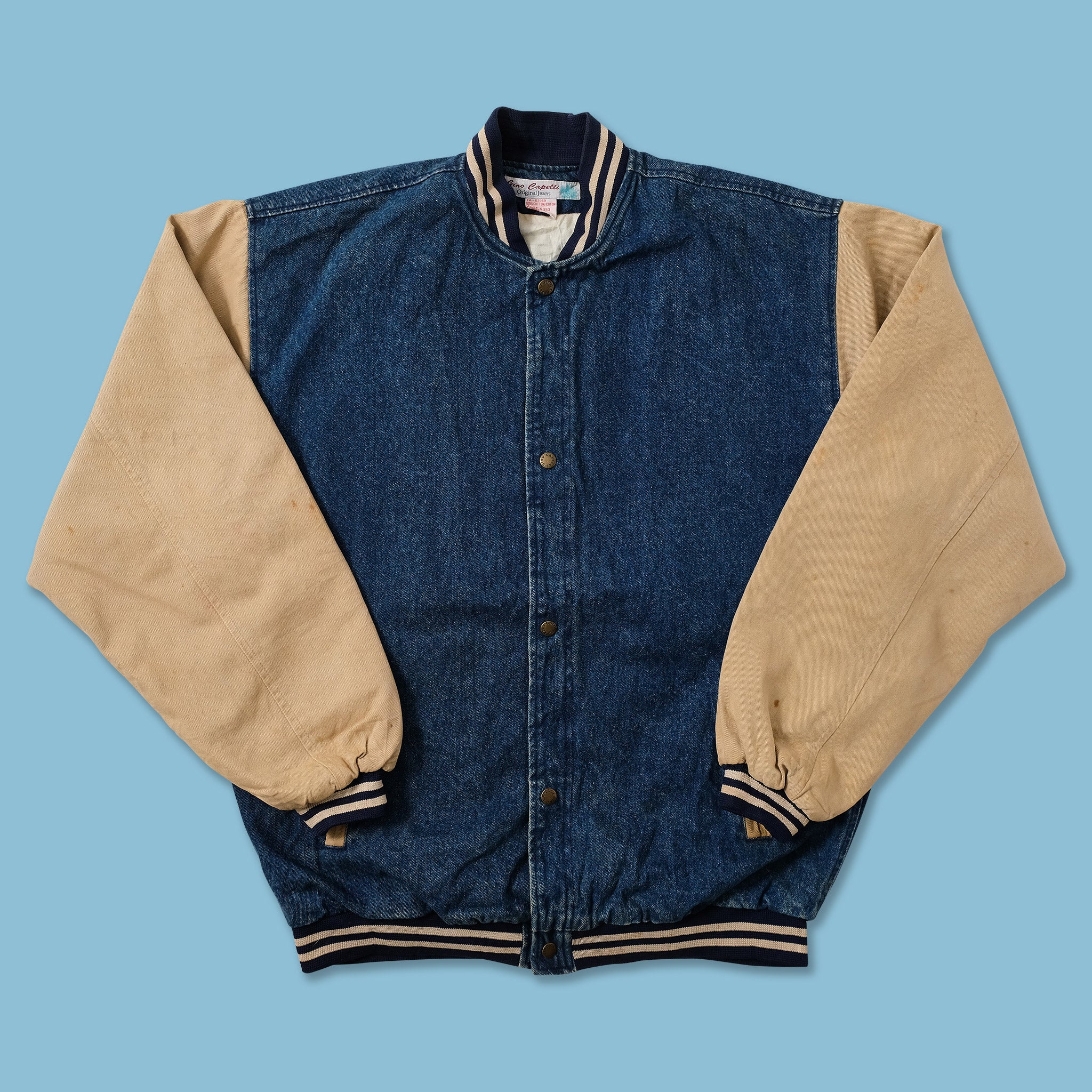 Varsity Jacket Jean Jacket With Cotton Sleeves Vintage Denim