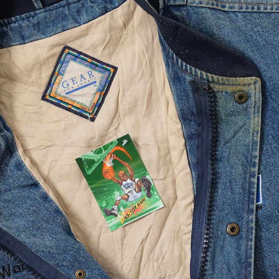 Vintage Racing Denim Varsity Jacket Large 