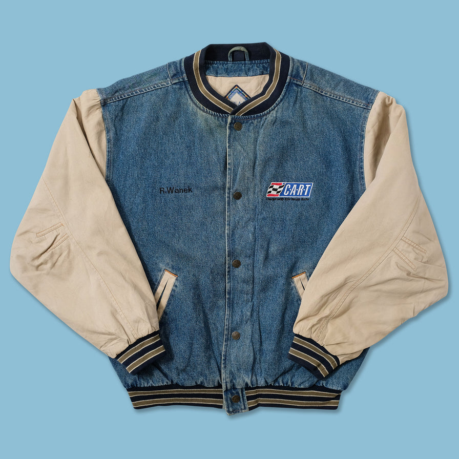 Vintage Racing Denim Varsity Jacket Large 