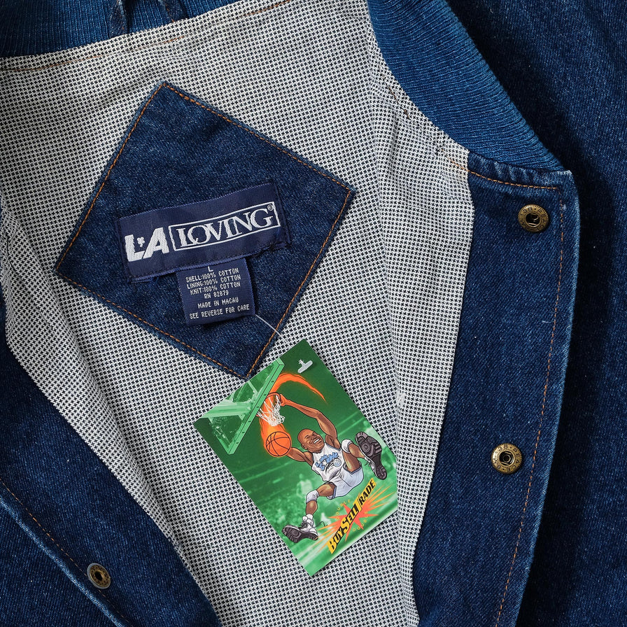 Vintage Denim Varsity Jacket Large 