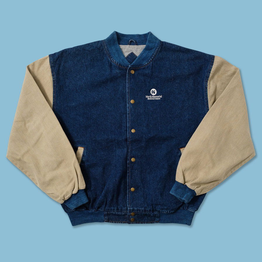 Vintage Denim Varsity Jacket Large 