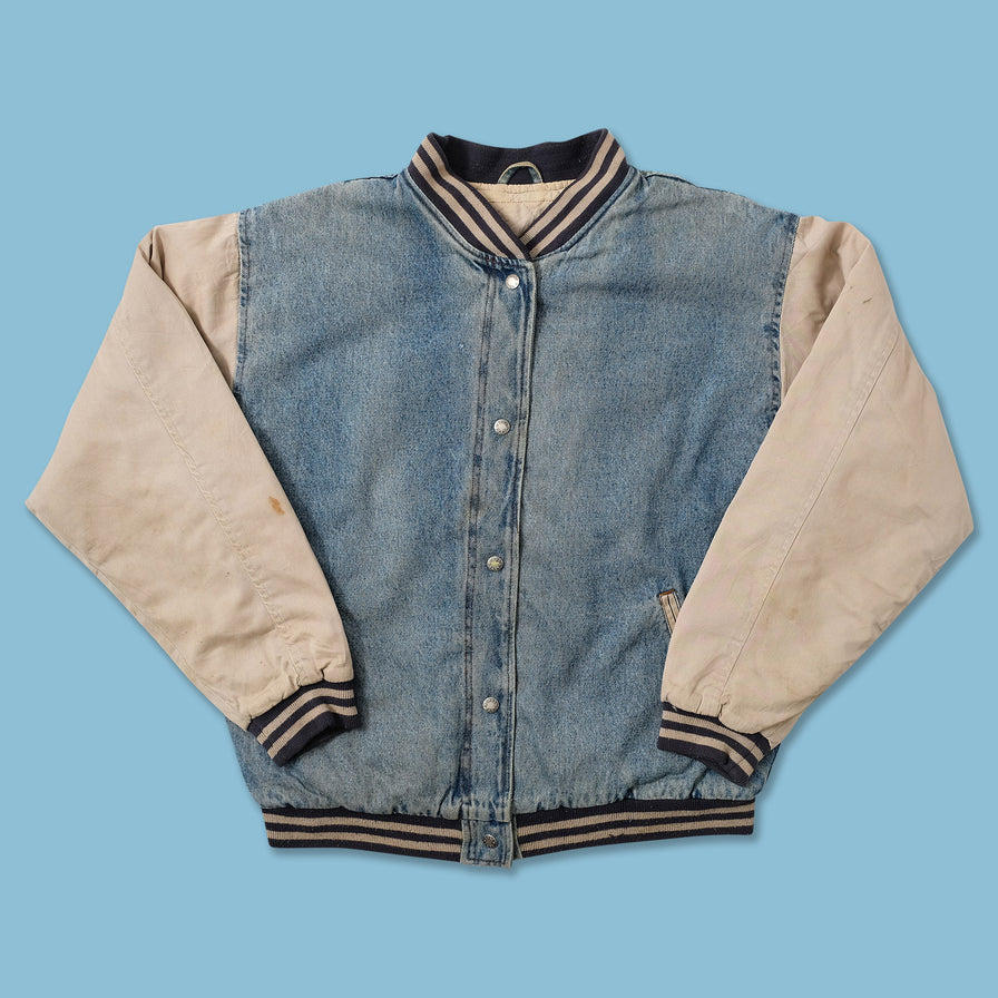 Vintage Denim Varsity Jacket Medium 