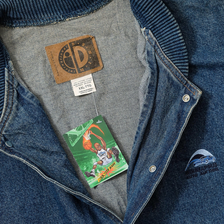 Vintage Denim Varsity Jacket XXL 