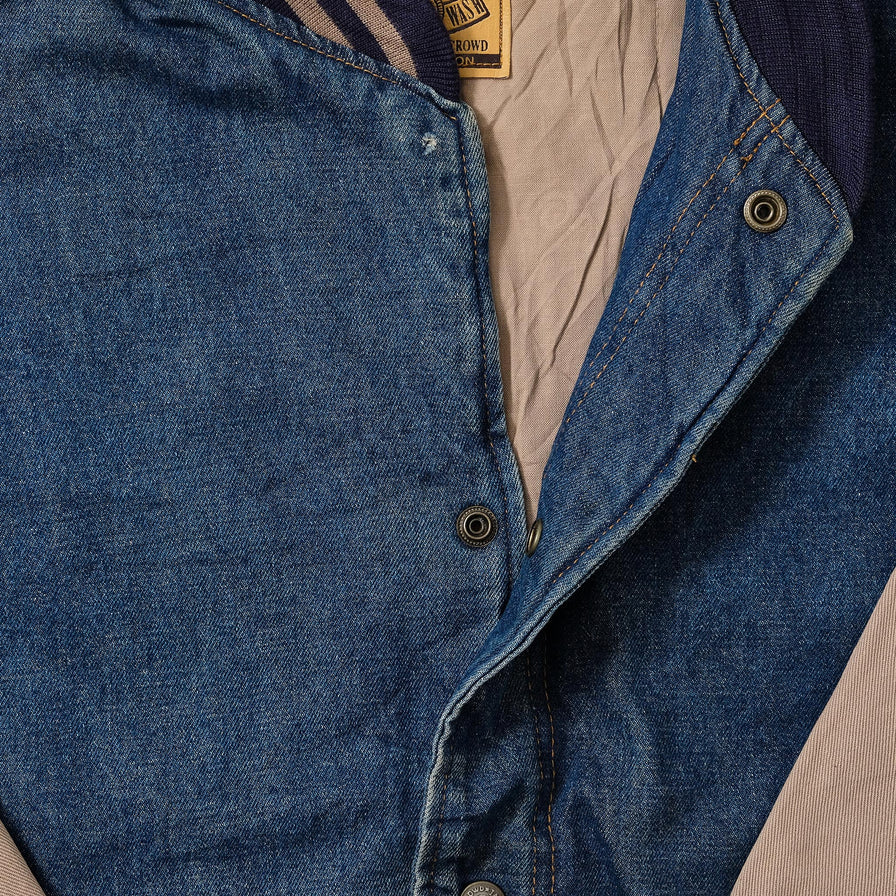Vintage Denim Varsity Jacket Large 