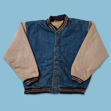 Vintage Denim Varsity Jacket Large 