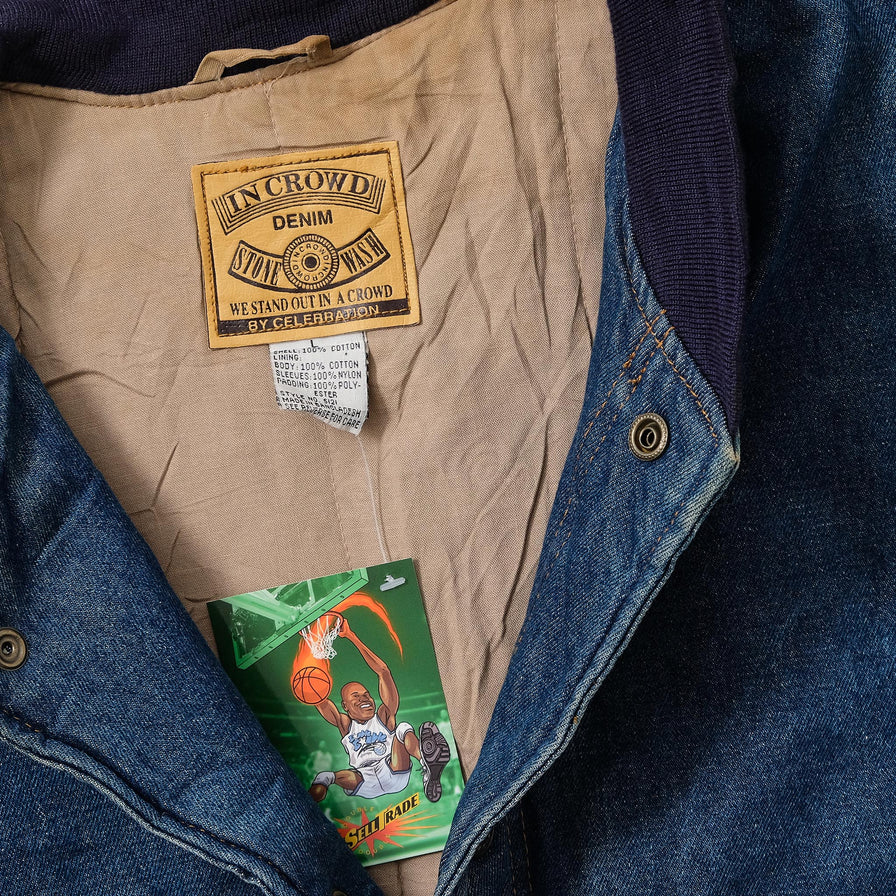 Vintage Denim Varsity Jacket Large 