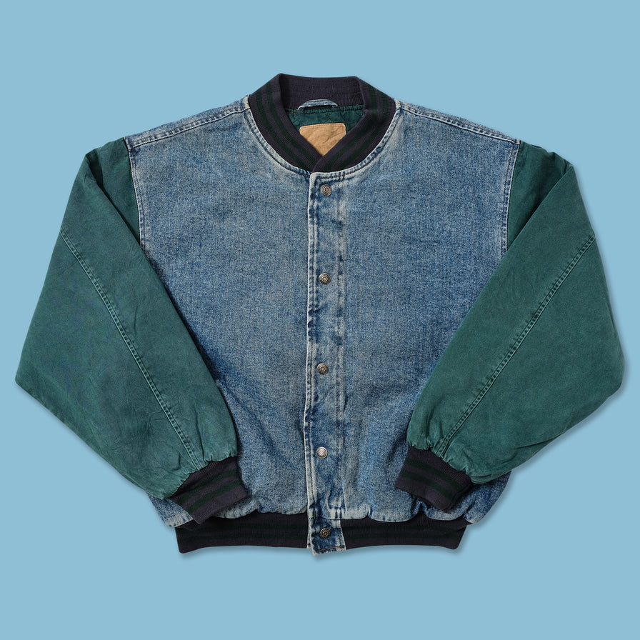 Vintage Denim Varsity Jacket Large 