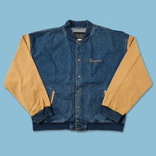 Vintage Denim Varsity Jacket XLarge 
