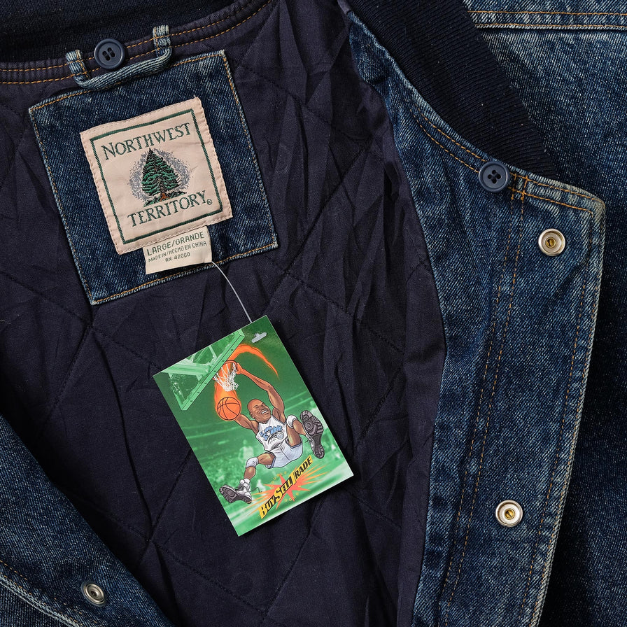 Vintage Denim Varsity Jacket Large 