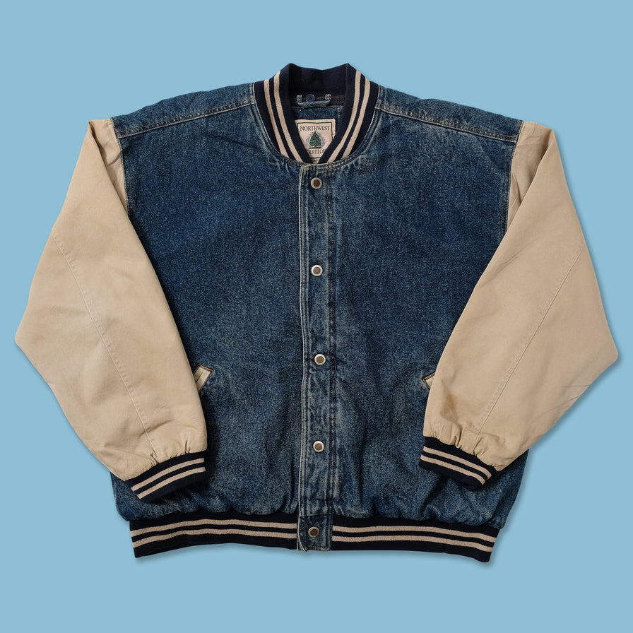 Vintage Denim Varsity Jacket Large 