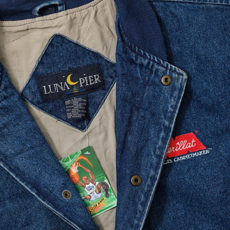 Vintage Denim Varsity Jacket Large 