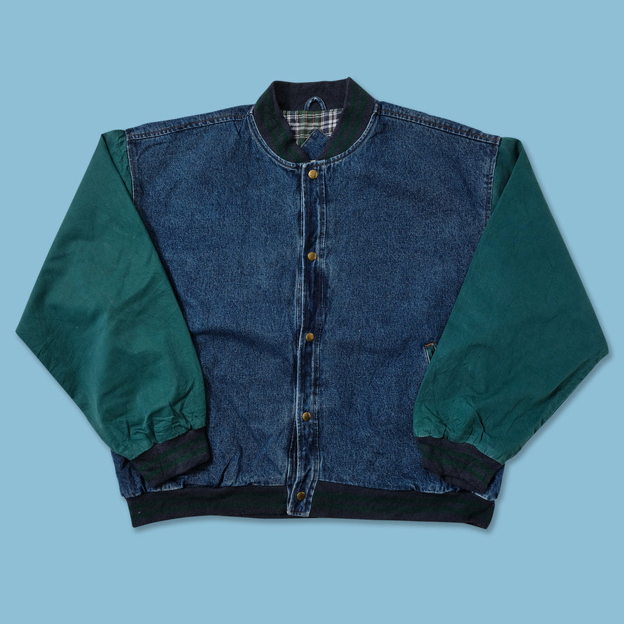 Vintage Denim Varsity Jacket XXL 