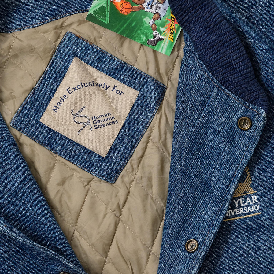 Vintage Denim Leather Varsity Jacket Medium 