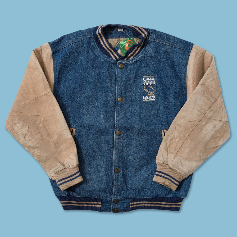 Vintage Denim Leather Varsity Jacket Medium 