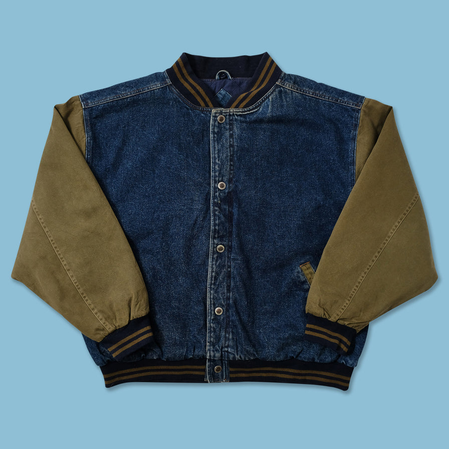 Vintage Denim Varsity Jacket XLarge 