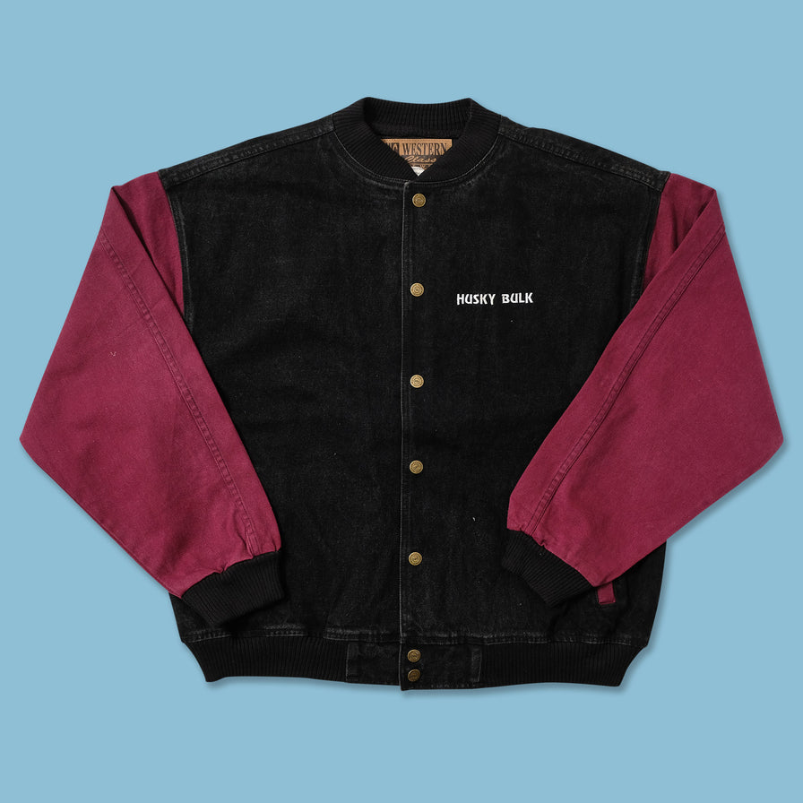 Vintage Denim Varsity Jacket XLarge 