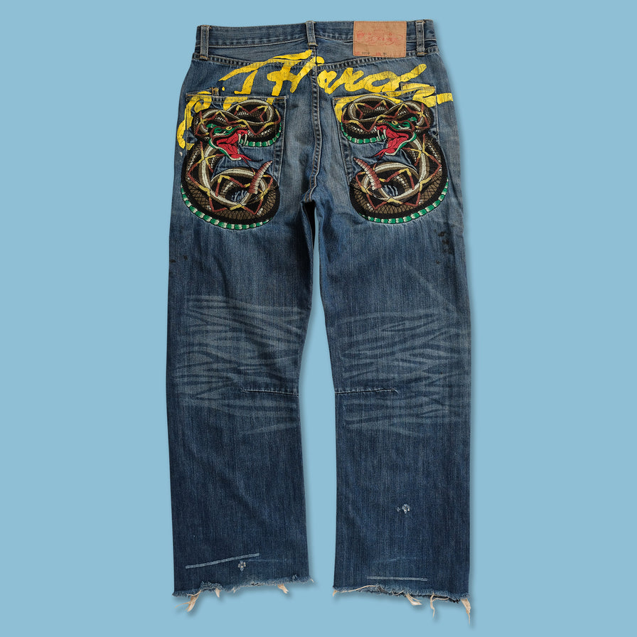 Y2K Ed Hardy Denim Pants 34x32 