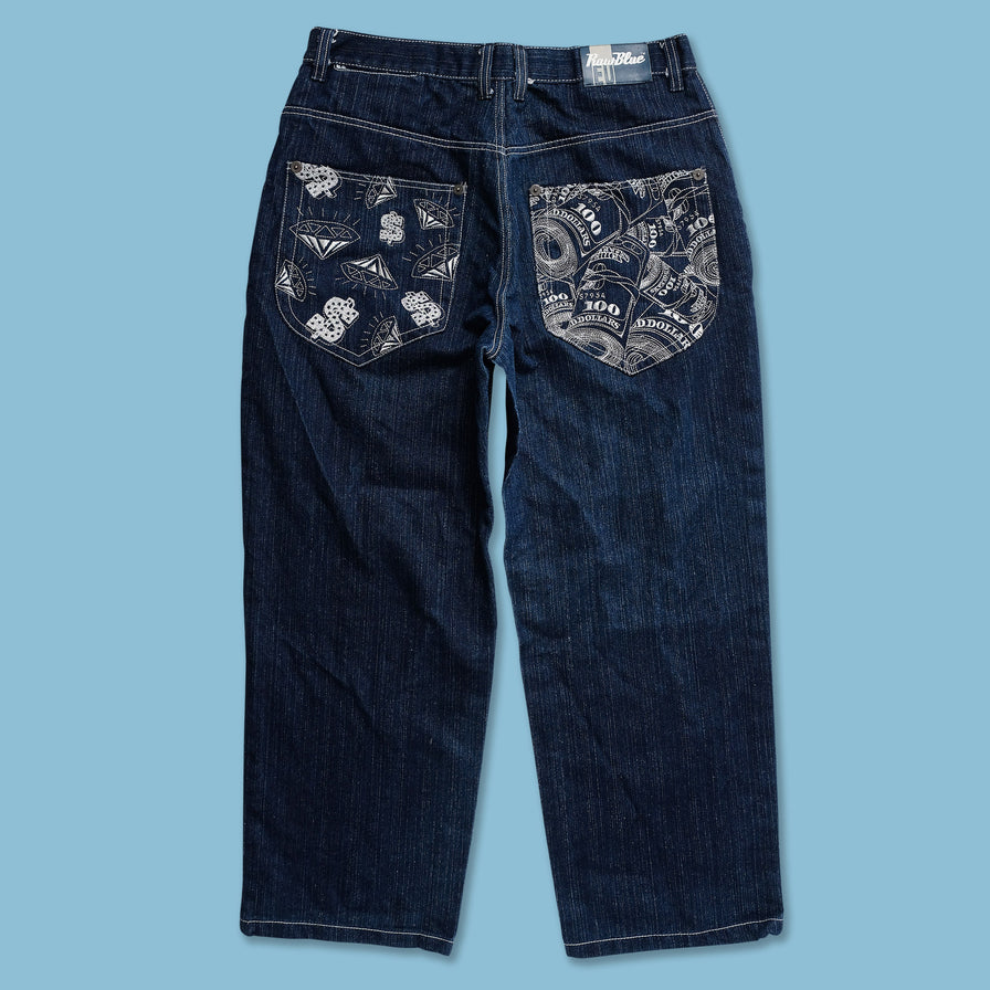 Y2K Raw Blue Baggy Jeans 36x29 